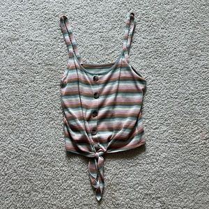 STRIPED BUTTON UP TANK TOP